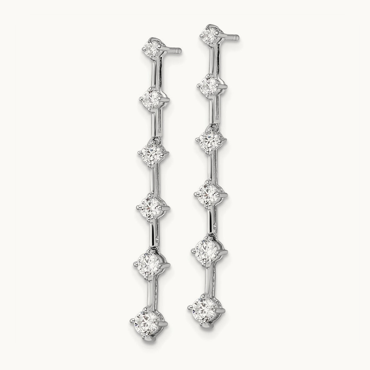 6 Stone Dangle Post Earrings, 1.00 ct tw Lab-Grown Diamond
