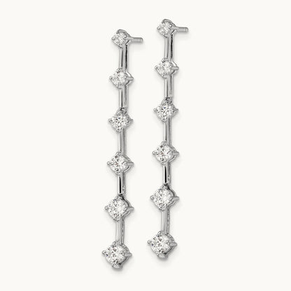 6 Stone Dangle Post Earrings, 1.00 ct tw Lab-Grown Diamond