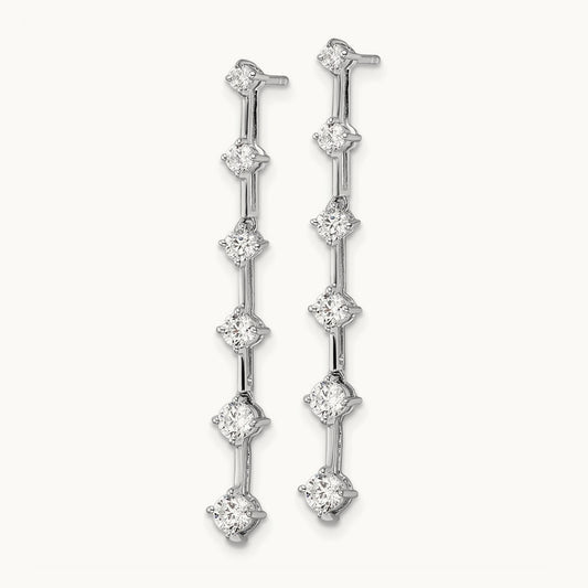 6 Stone Dangle Post Earrings, 1.00 ct tw Lab-Grown Diamond