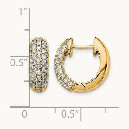 Diamond Hinged Hoop Earrings, 14K Yellow Gold
