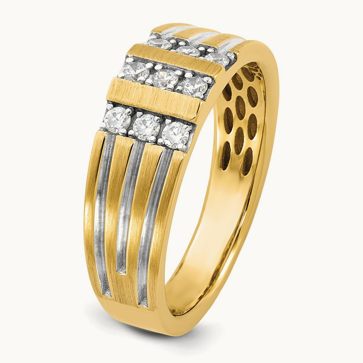 Setting: with White Rhodium IB Goodman Men's Diamond Ring Mounting, 14K Gold — 14K Yellow Gold