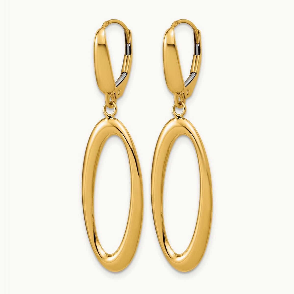 Polished Fancy Oval Leverback Earrings, 14K — Leslie's