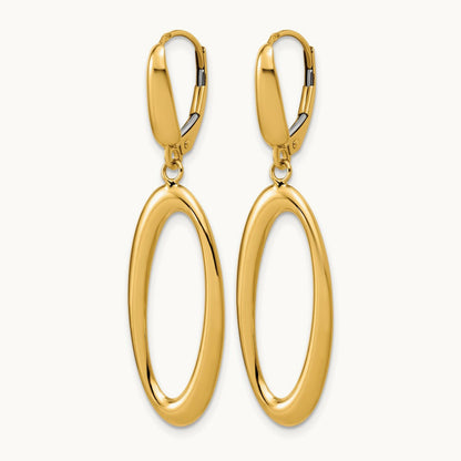 Polished Fancy Oval Leverback Earrings, 14K — Leslie's