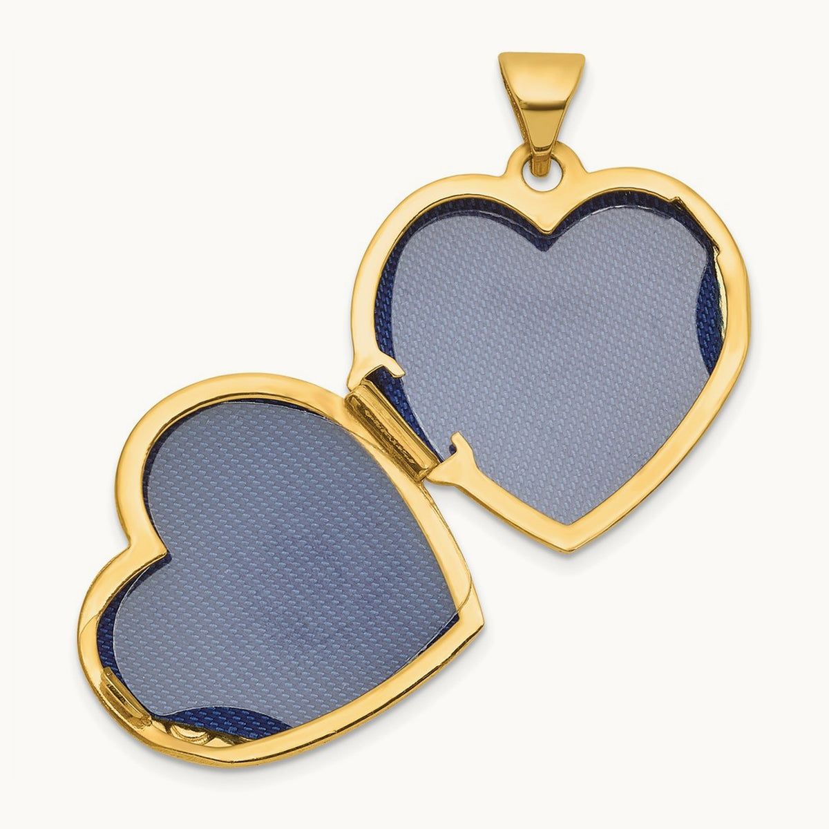 Polished Blue Fabric Open Cross Heart Locket, 18mm, 14K