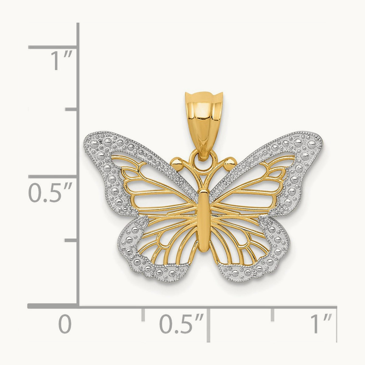 w/ Rhodium Butterfly Pendant, 14K