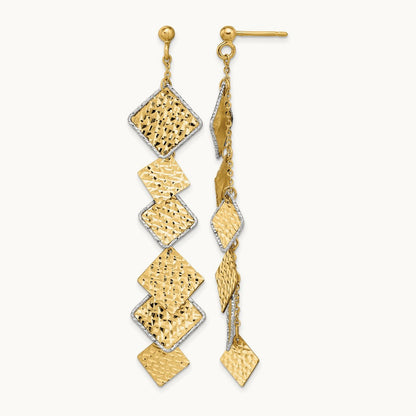 Polished and Brushed D/C Post Dangle Earrings, 14K Two-tone — Leslie's