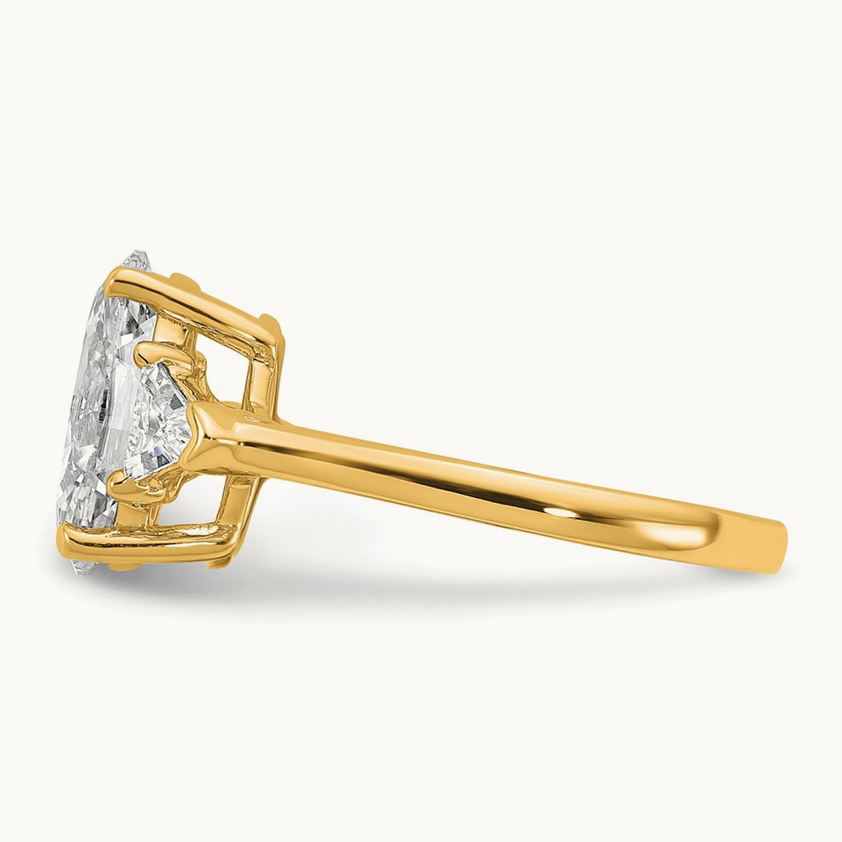 Oval & Trillion 3 Stone Engagement Ring, 1.50-4.00 ct tw Lab-Grown Diamond — 3 1/8 ct, 14K Yellow Gold