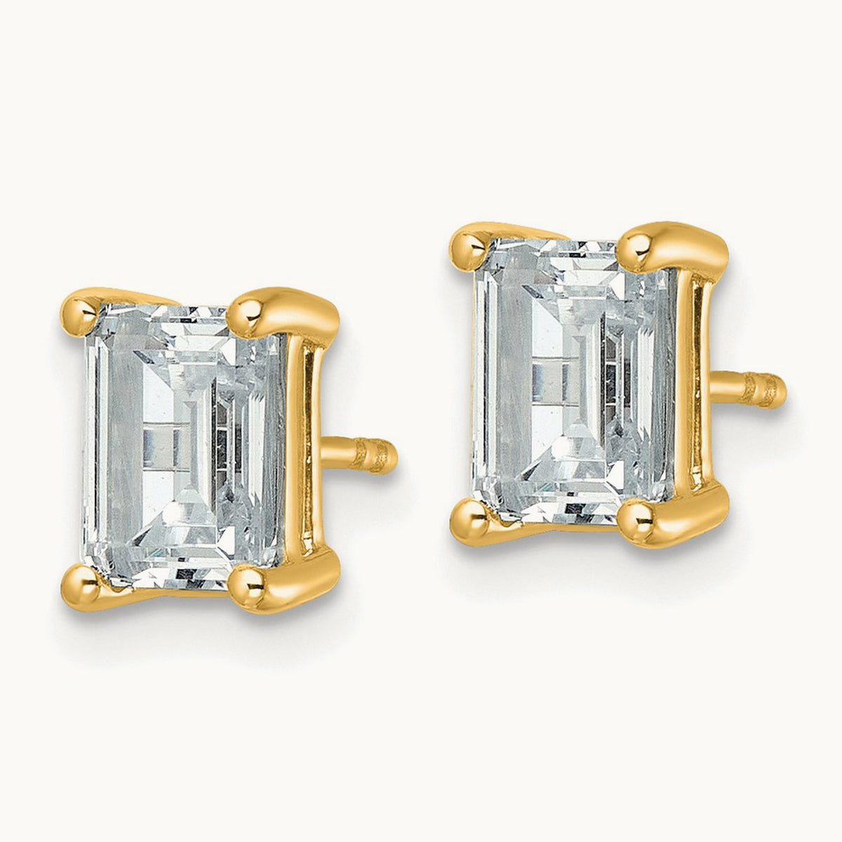 Emerald Four-Prong Stud Earrings, 0.50-6.00 ct tw Lab-Grown Diamond — 3 ct, 14K Yellow Gold
