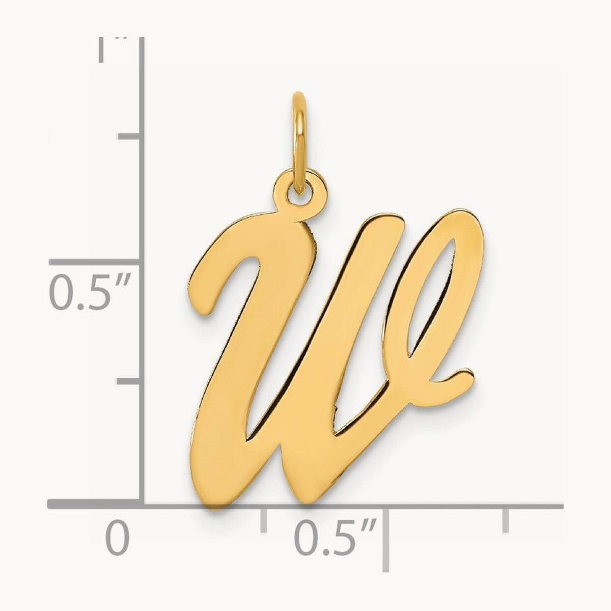 Large Script Initial Charm — 14K Yellow Gold, W