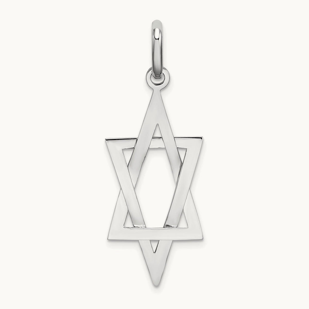 Elongated Star Of David Charm, 14K White Gold