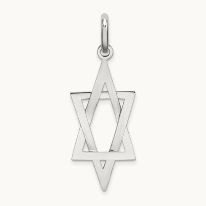 Elongated Star Of David Charm, 14K White Gold