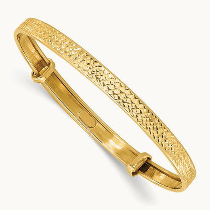 Polished Diamond-cut flexible Baby Bangle, 14K