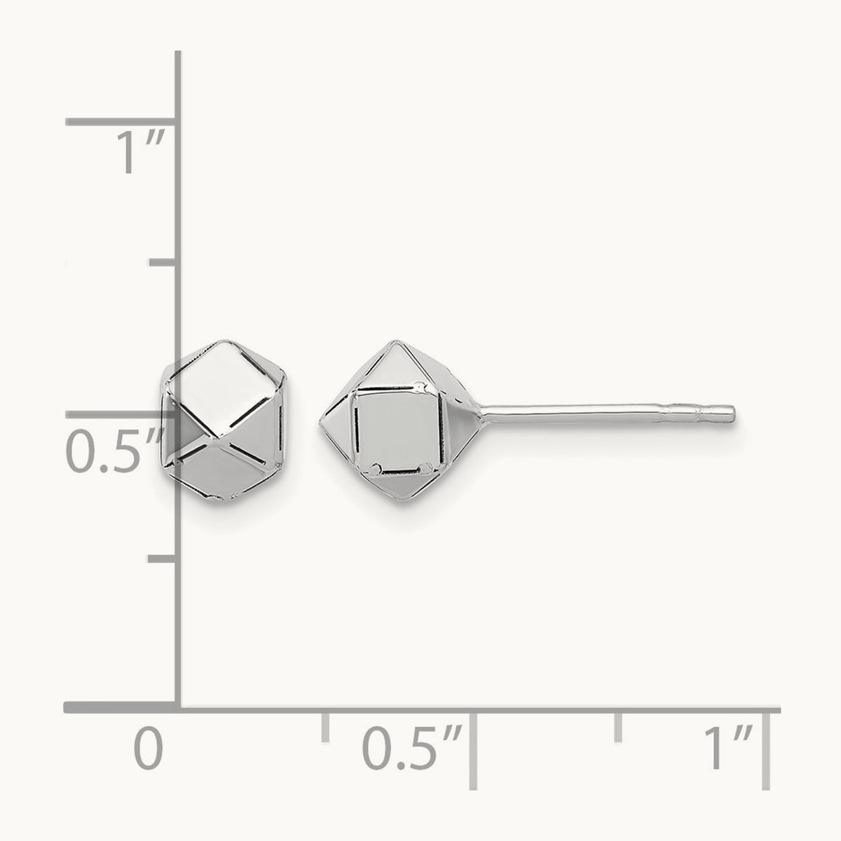 Polished Geometric Ball Post Earrings — 14K White Gold