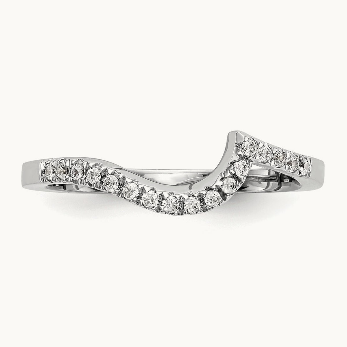 Diamond Contoured Wedding Band, 14K White Gold