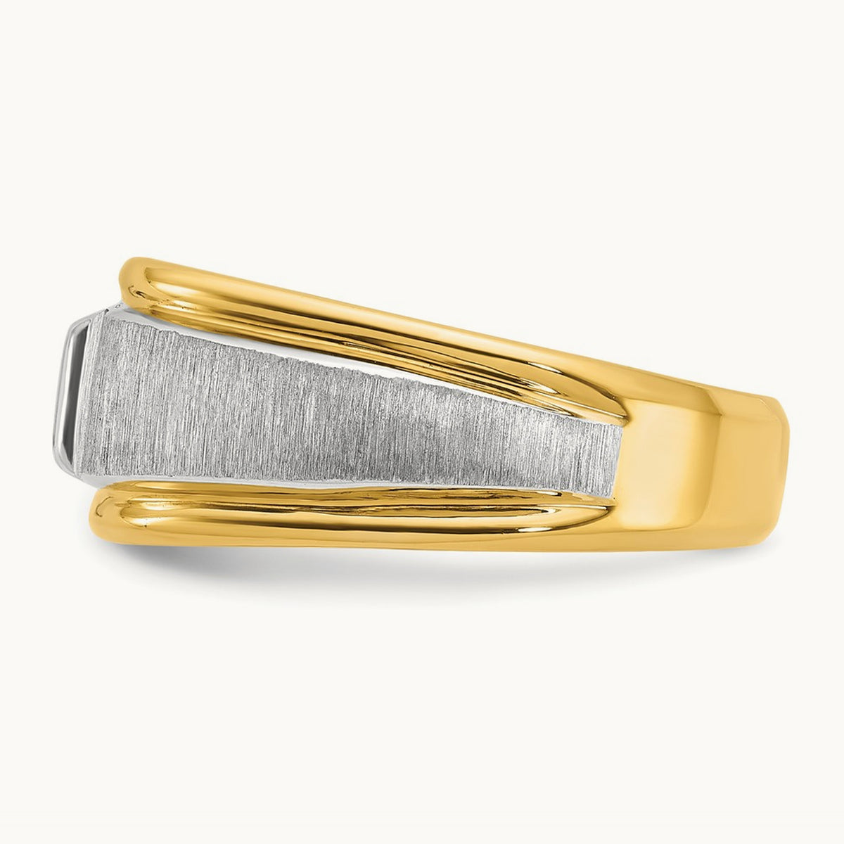 IBGoodman Men's Polished and Satin Diamond Complete Ring, 14K Two-tone