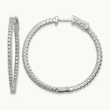 Safety Clasp in/Out Hoop Earrings, 0.75 ct tw Lab-Grown Diamond
