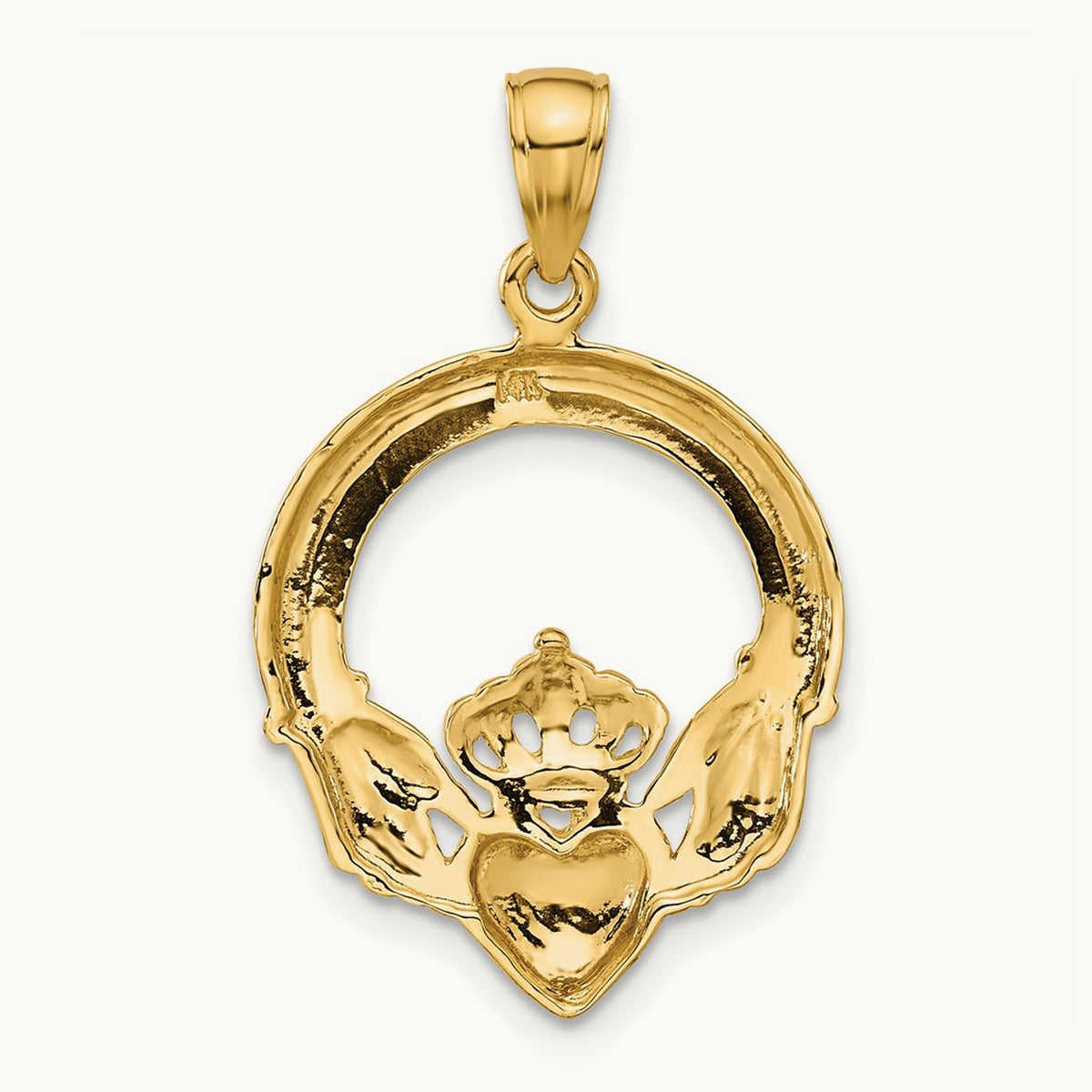 Polished Claddagh Pendant — 14K Yellow Gold