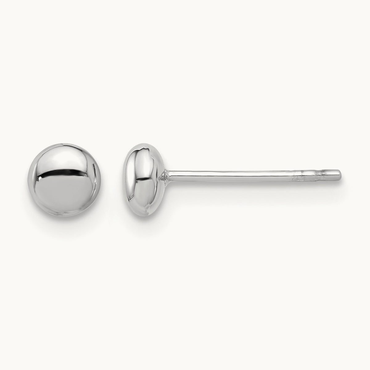 Polished Button Post Earrings — 14K White Gold, 4.5mm