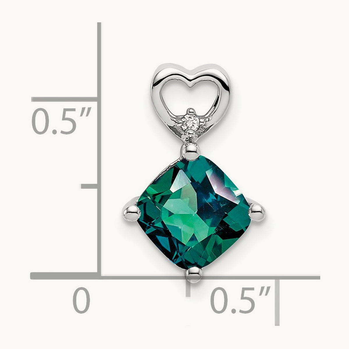 Created Alexandrite and Diamond Heart Chain Slide, 14K White Gold