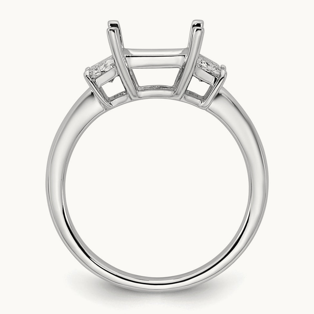Trapezoid Princess Semi-Mount Engagement Ring — 14K White Gold, 3/4 ct, 7