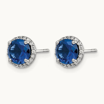Diamond and Sapphire Post Earrings — photo set