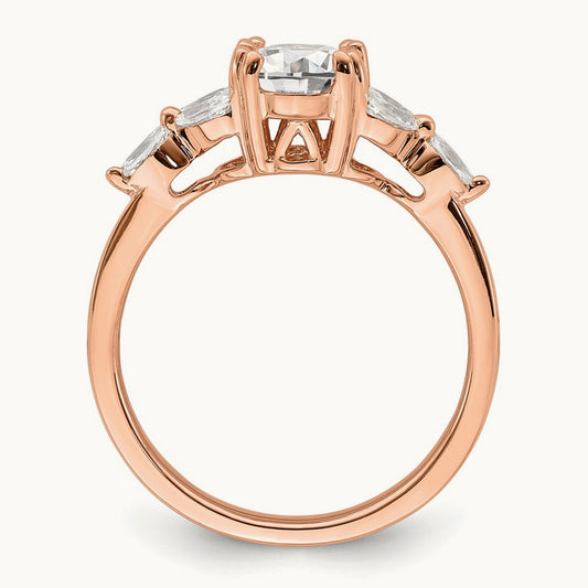 1ct Oval Semi-Mount Engagement Dia Ring, 14K Rose Gold
