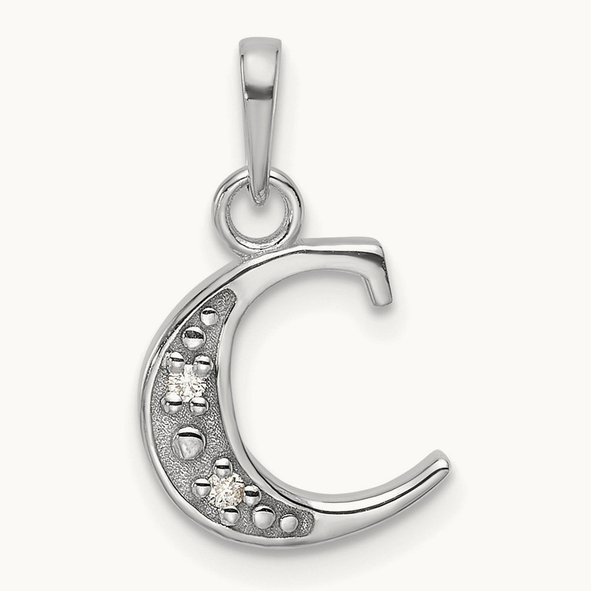 Diamond Letter C Initial Pendant, 14K White Gold