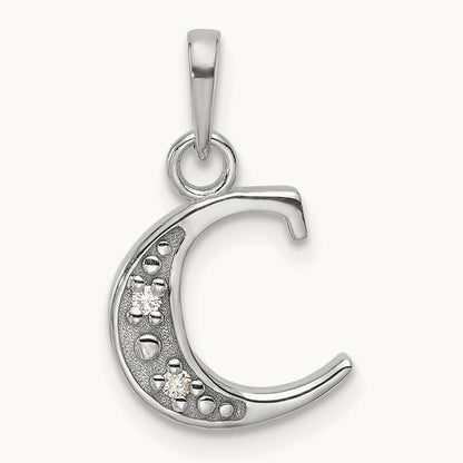 Diamond Letter C Initial Pendant, 14K White Gold