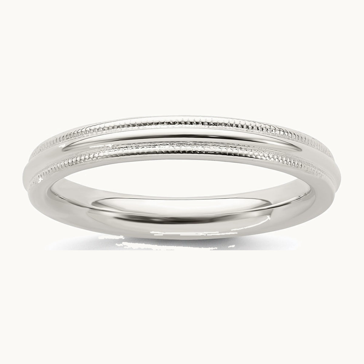 Sterling Silver 3mm Comfort Fit Half Round Milgrain Band