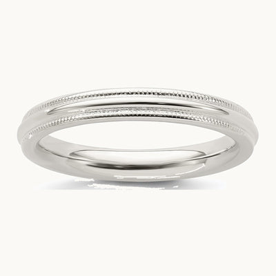 Sterling Silver 3mm Comfort Fit Half Round Milgrain Band