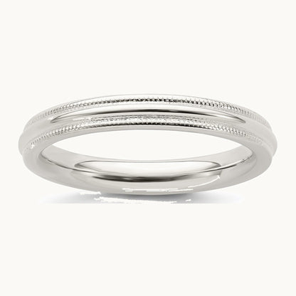 Sterling Silver 3mm Comfort Fit Half Round Milgrain Band