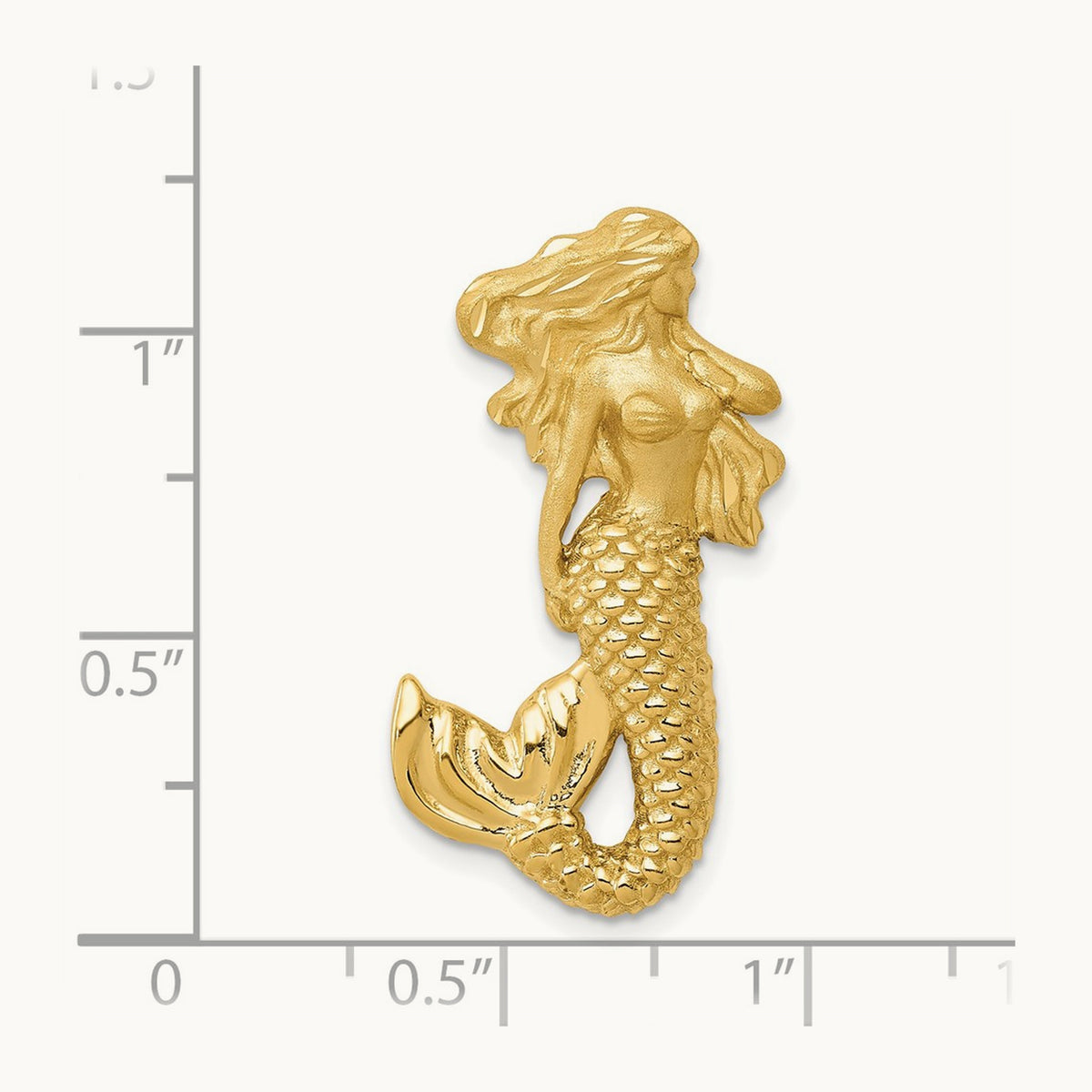 Polished and Satin Diamond-cut Mermaid Chain Slide, 14K