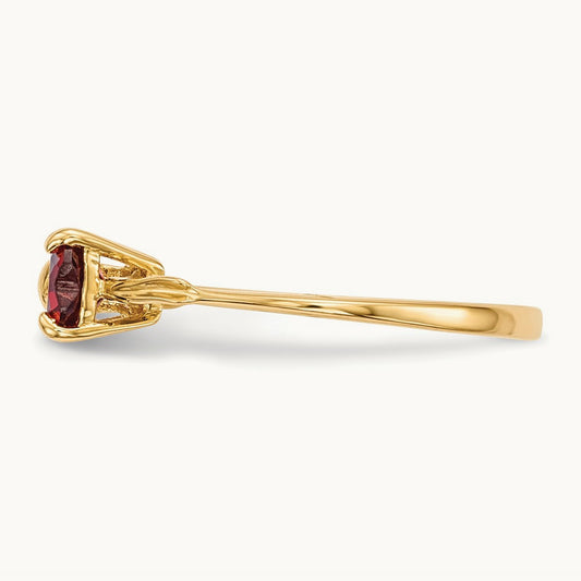 Polished Garnet Bow Ring, 14K Gold