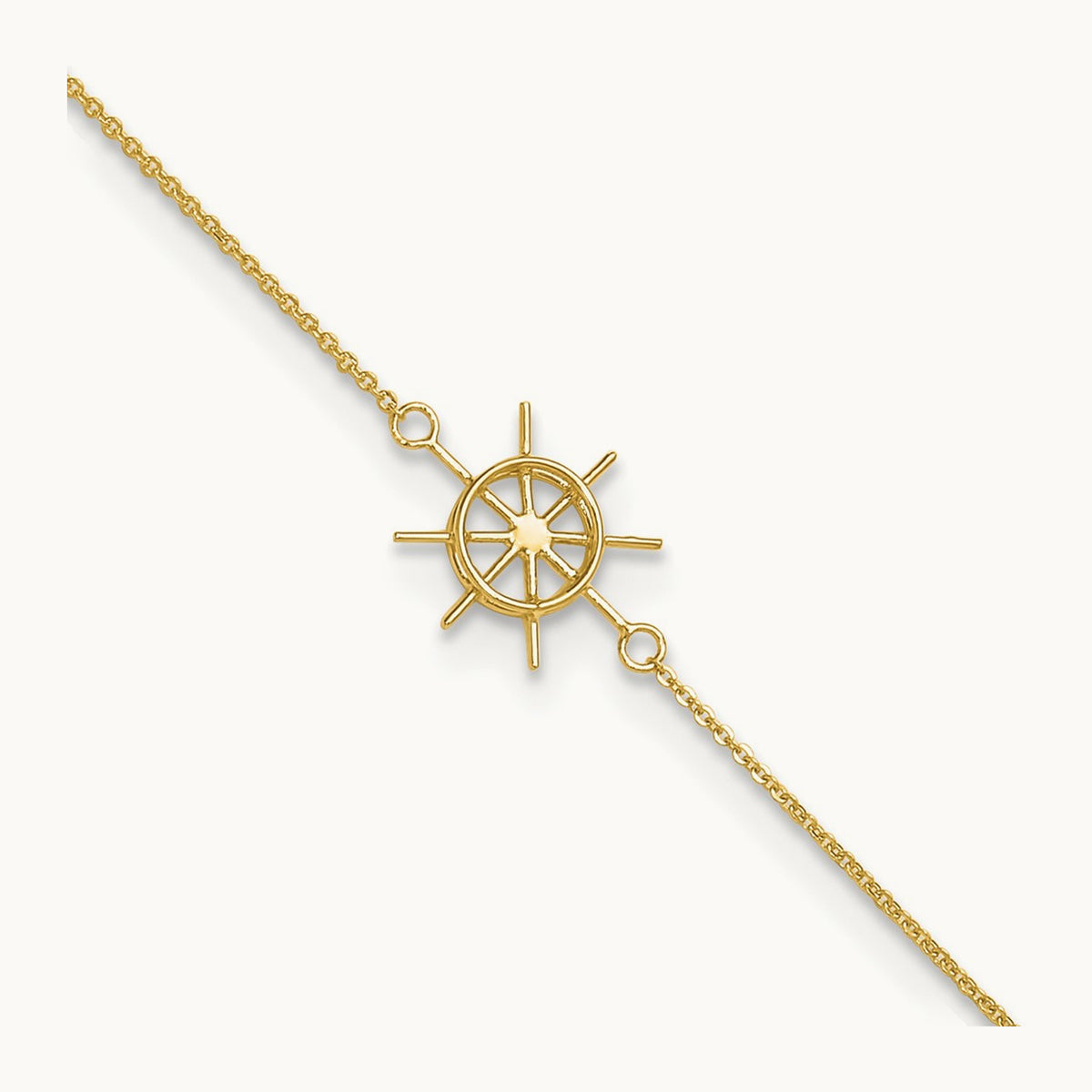 Polished Captains Wheel 9in Plus 1in. Ext. Anklet, 14K