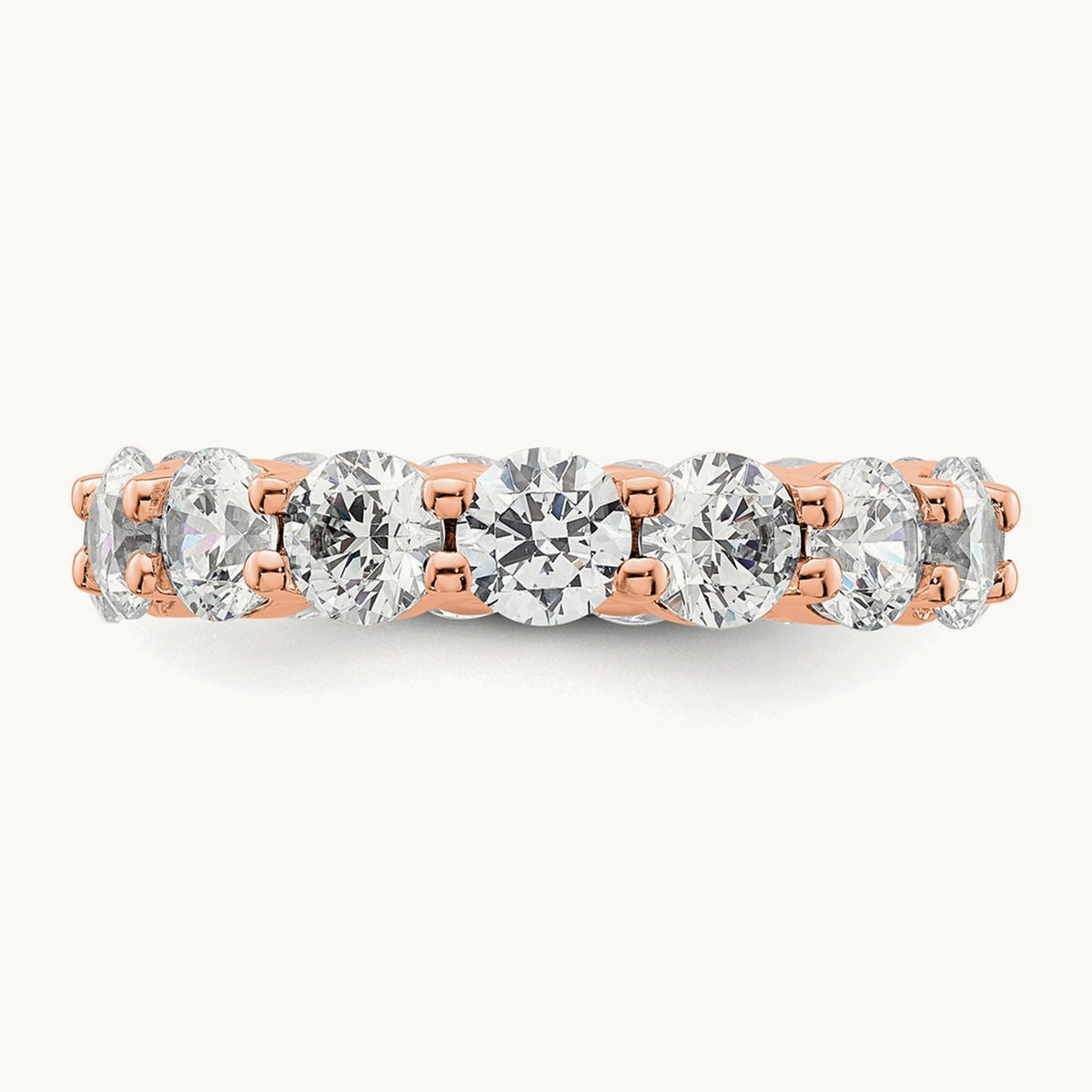 Polished Shared Prong Diamond Eternity Band, 4.00 ct tw — 14K Rose Gold