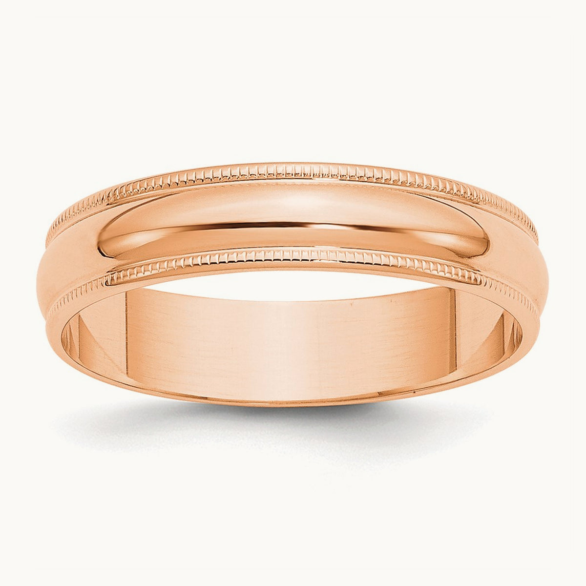 Lightweight Milgrain Half Round Band — 14K Rose Gold, 5mm