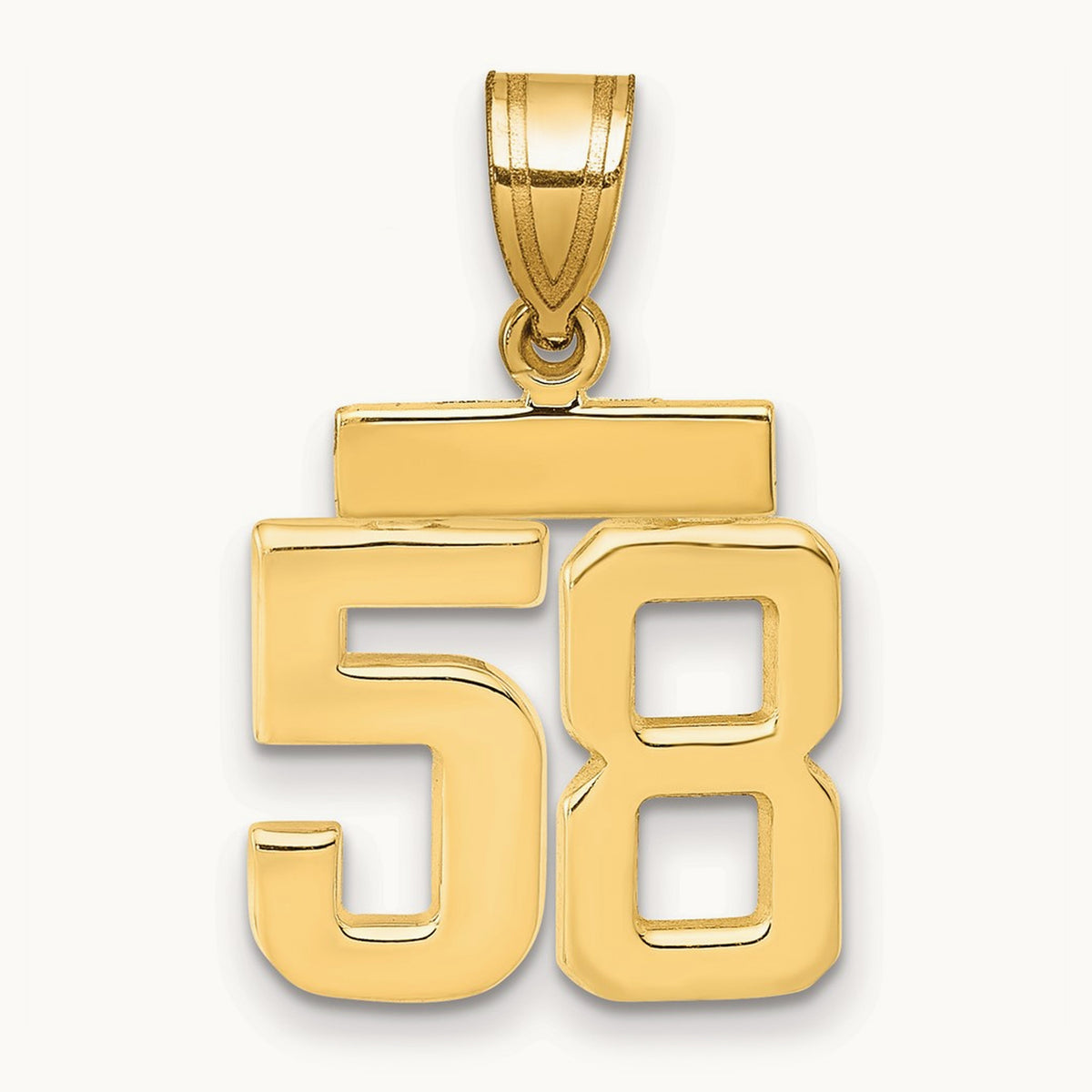 Small Polished Number 58 Charm, 14K