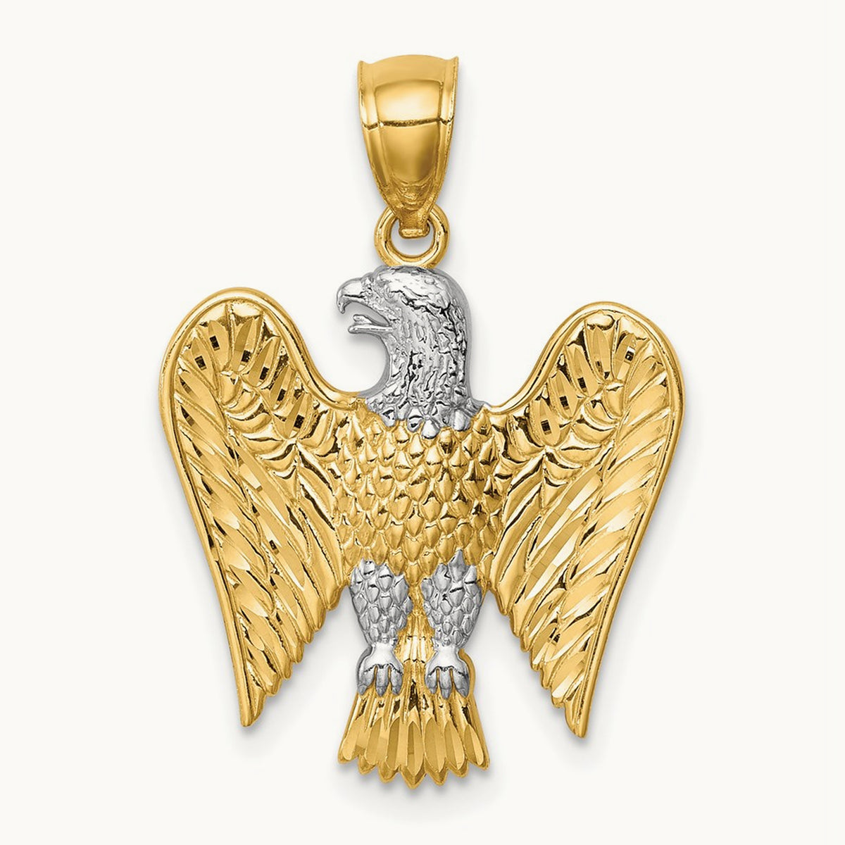 w/White Rhodium Eagle Pendant, 14K