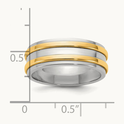 W/Y Double Banded Wedding Band, 7mm, 14K Two-tone