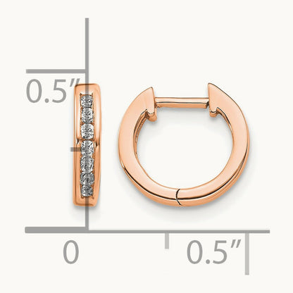 Hinged Hoop Earrings, 0.10 ct tw Lab-Grown Diamond — 14K Rose Gold
