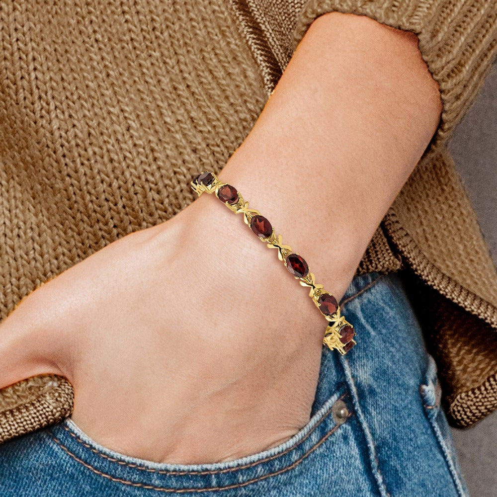 Oval Garnet Bracelet — 7x5mm