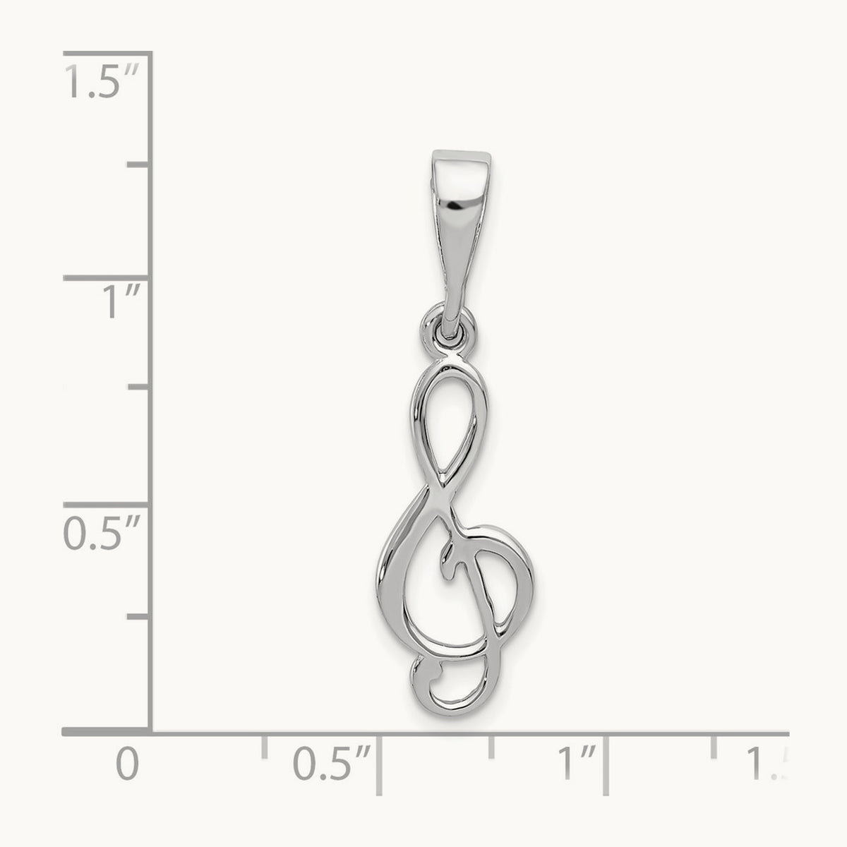 Treble Clef Pendant, 14K White Gold