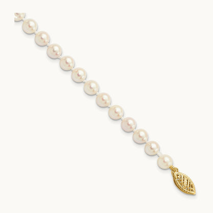5- Round White Saltwater Akoya Cultured Pearl Bracelet, 6mm, 14K
