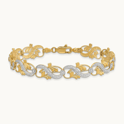 Diamond-Cut Fancy Link Bracelet, 14K with White Rhodium