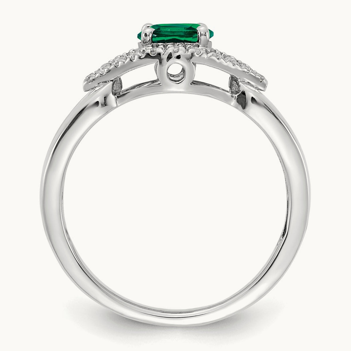 Created Emerald Ring — 14K White Gold, 7