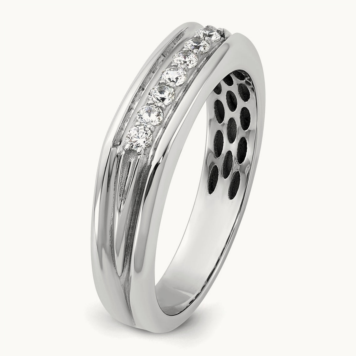 Setting: IB Goodman Men's Polished 7-Stone Diamond Ring Mounting, 14K Gold — 14K White Gold
