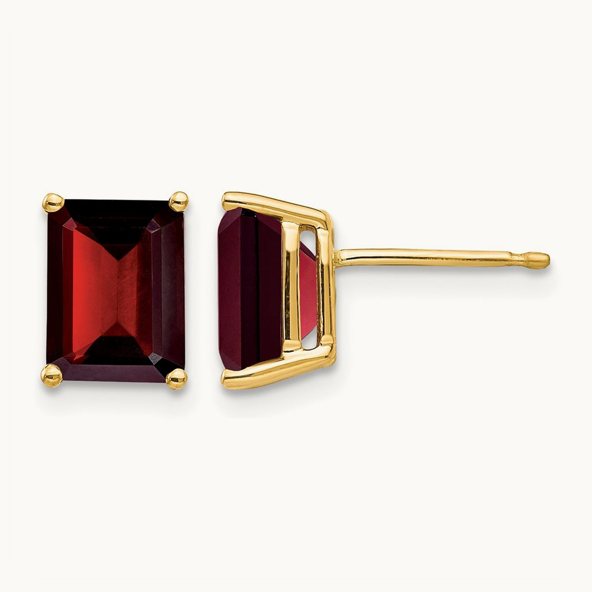 8x6mm Garnet Earrings, 14K