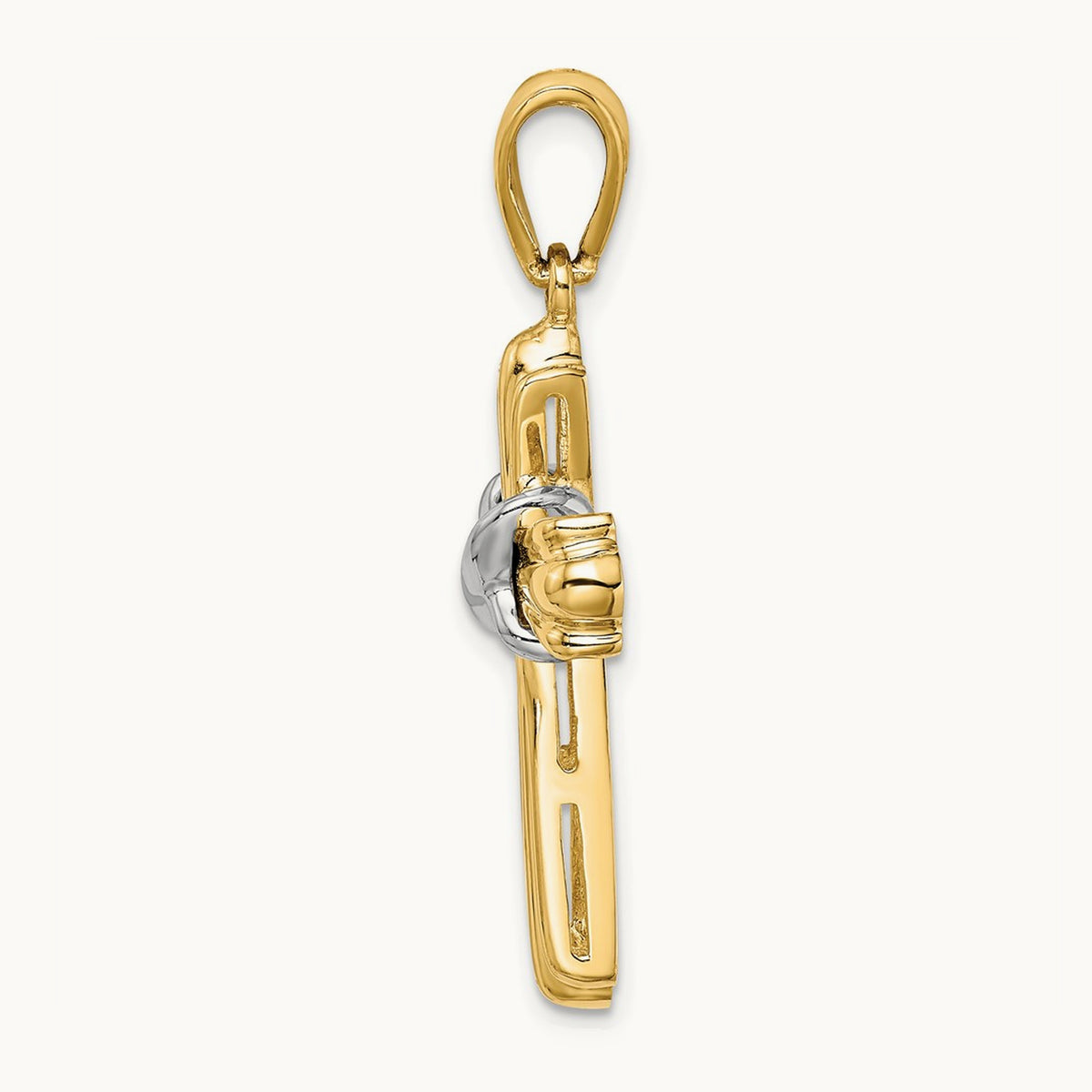 Polished Cross X Center Design Charm, 14K Two-tone