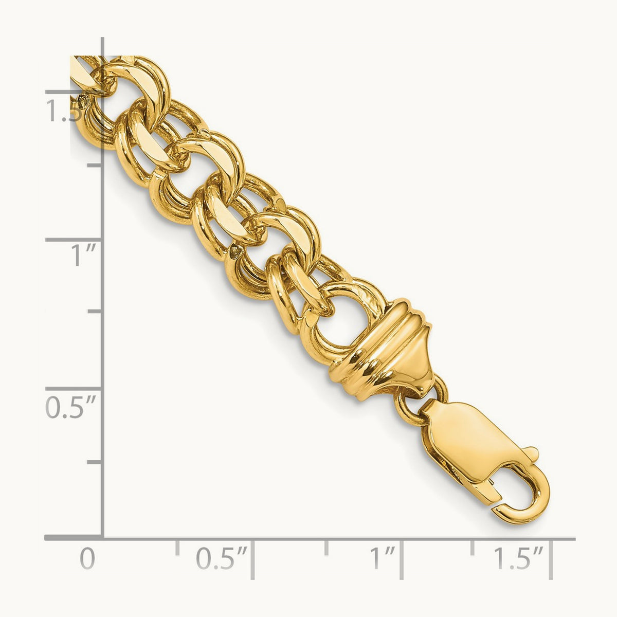 7in Solid Double Link Charm Bracelet — 14K Yellow Gold, 8.5mm