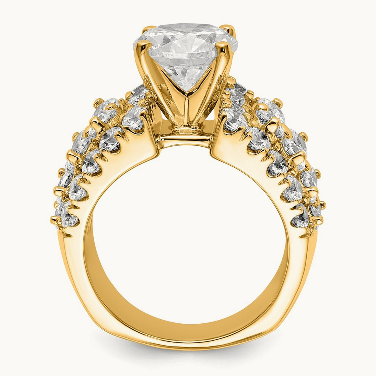 Round Engagement Ring, 6.25 ct tw Lab-Grown Diamond — 14K Yellow Gold